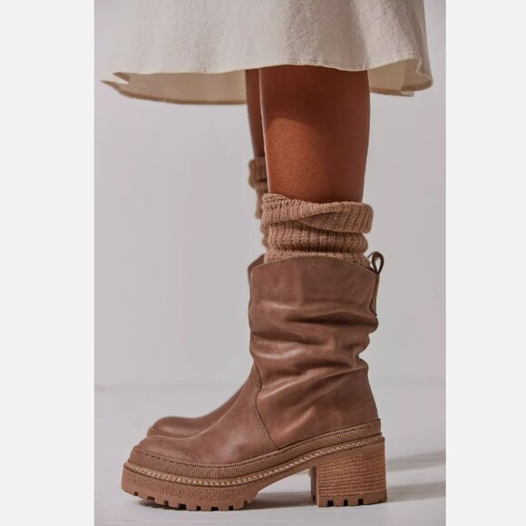 New Free People Mel Slouch Boots Size 6.5 MSRP: $268 Leather hazelnut - Picture 5 of 6